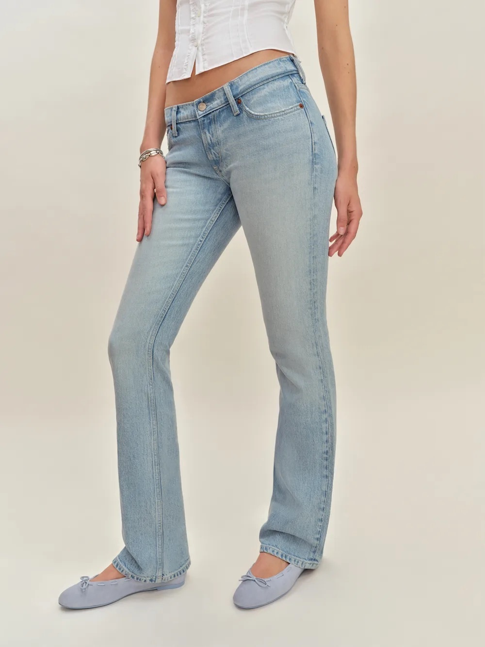 NWT Reformation Kenny Low Rise Bootcut Heart Pocket Jeans in Arroyo Size 26 - Picture 7 of 8